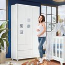 Ver imagem 6 de Guarda Roupa de Bebê 100% MDF 3 Portas 2 Gavetas Life Branco