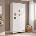 Ver imagem 1 de Guarda Roupa de Bebê 100% MDF 3 Portas 2 Gavetas Life Branco
