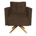 Ver imagem 4 de Poltrona Sala Decorativa Kit 2 Livia Giratória Madeira Suede Marrom M11 - D’Rossi
