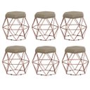 Ver imagem 1 de Kit 6 Puffs Decorativos Aramado Vanessa-Suede Bege