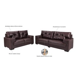Sofá Julia Conjunto 2 e 3 Lugares Courissimo Marrom 850 Clássico Império Estofados - 2