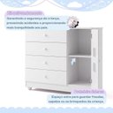 Ver imagem 7 de Cômoda de Bebê 100% MDF 1 Porta 4 Gavetas Life Branco