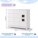 Ver imagem 4 de Cômoda de Bebê 100% MDF 1 Porta 4 Gavetas Life Branco