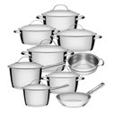 Ver imagem 1 de Jogo de Panelas 9 Peças Allegra com Cozi-vapore e Frigideira em Aço Inox Fundo Triplo Tramontina