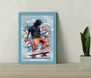 Ver imagem 1 de Quadro Decorativo Skate Grafite +vidro 33x25 Escritório Sala:azul