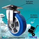 Ver imagem 6 de Rodizio Inox 8x2 Roda Pu Elástico Azul S/ Freio 700 Kg