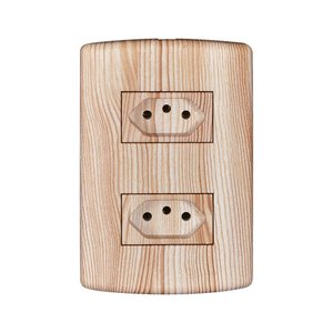 Tomada 2 Saídas 2p+t 10a 250v com Placa 4x2 Matiz Pluzie:angelim