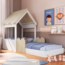 Ver imagem 2 de Cama Solteiro Infantil Montessoriana Casinha Nana Branco/carvalho C06 - Mpozenato