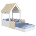 Ver imagem 1 de Cama Solteiro Infantil Montessoriana Casinha Nana Branco/carvalho C06 - Mpozenato