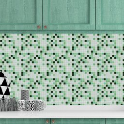 Papel de Parede Pastilha Verde e Cinza Adesivo Cozinha Banheiro - 4