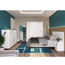 Ver imagem 1 de Quarto de Casal Completo com Guarda-Roupa, Cabeceira, 1 Mesa de Apoio e Cômoda Style Yescasa