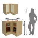 Ver imagem 3 de Balcão com Rodapé de Canto ''L'' 2 Portas e 2 Prateleiras 90cm Nanda TM4216 Nature/Arenas