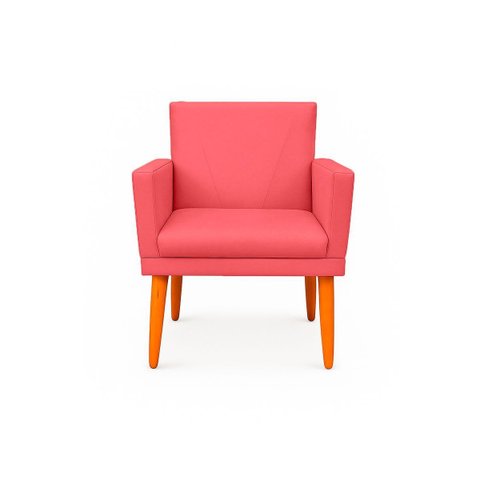 Poltrona Cadeira para Sala Confortável e Minimalista Paris em Suede Rosa