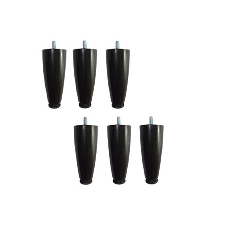 Kit 6 Pés para Cama Box ou Baú Juvene 12cm com Regulagem Cor:preto