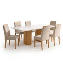 Ver imagem 2 de Conjunto de Mesa de Jantar 6 Lugares Isla e Carol Vidro MDF Cinamomo Off White