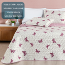 Ver imagem 5 de Colcha Casal Super King Cama Box Nyla Kit Cobre Leito Dupla Face 200 Fios Estampado Avere:rosa