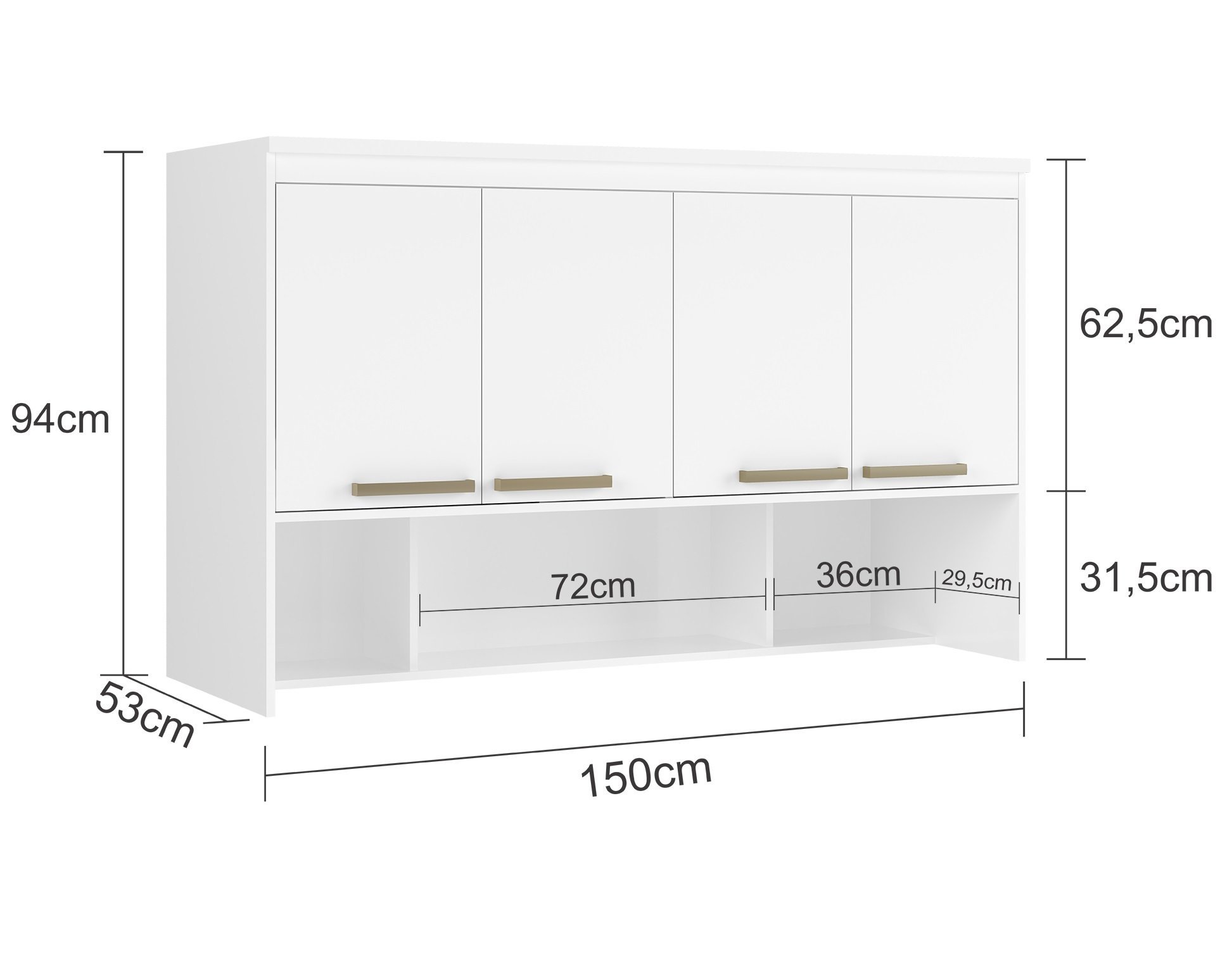 Módulo Aéreo para Cama de Casal MDF Lotus Belmax:Carvalho/Off White - 4