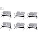 Ver imagem 1 de Kit com 6 Cadeiras Longarina Aeroporto Cromada 2 Lugares