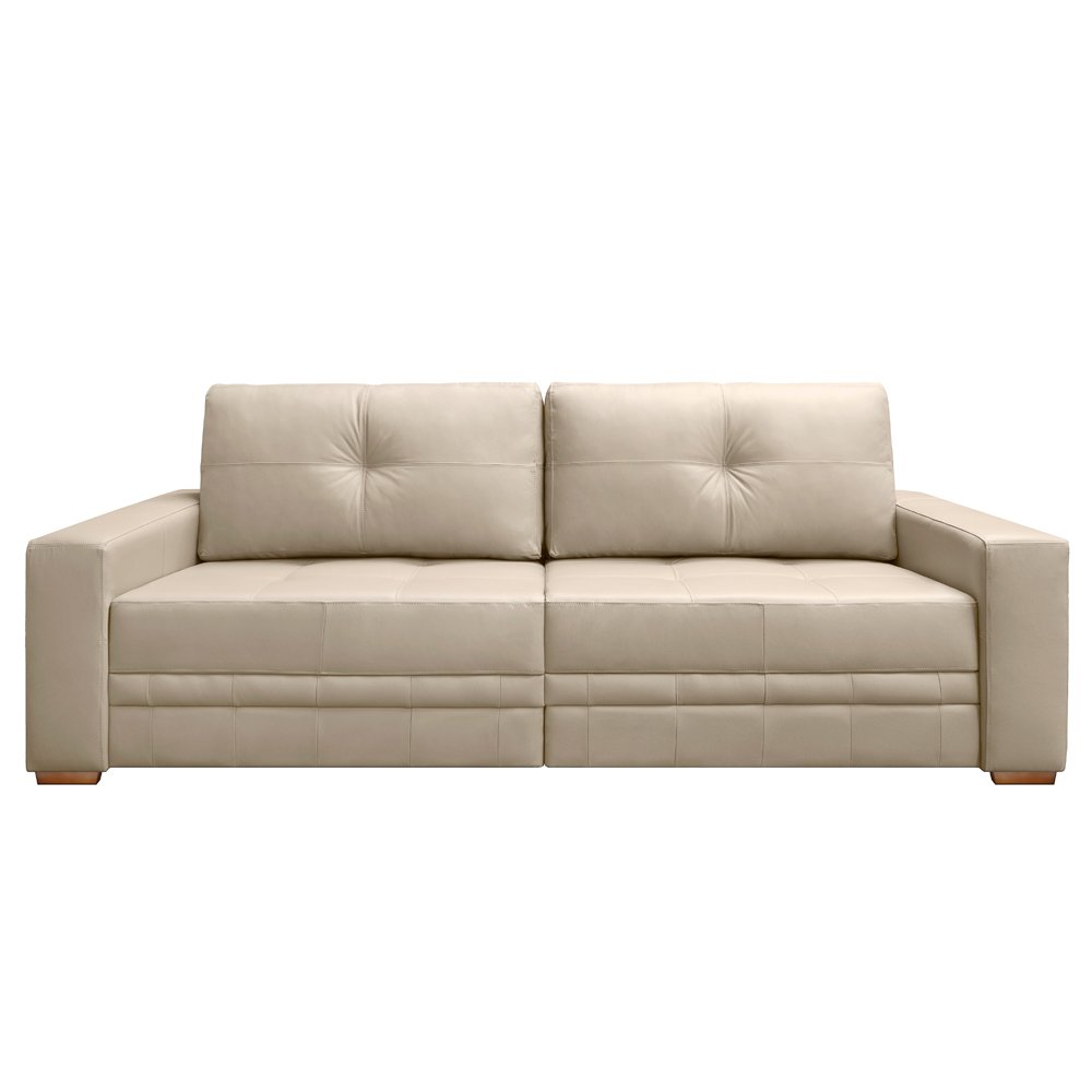 Sofá Decorativo Monblanc 02 Lugares Couro Bege Lm66 170 Cm Pés de Madeira-touro e Cia Monblanc Lm66 - 4