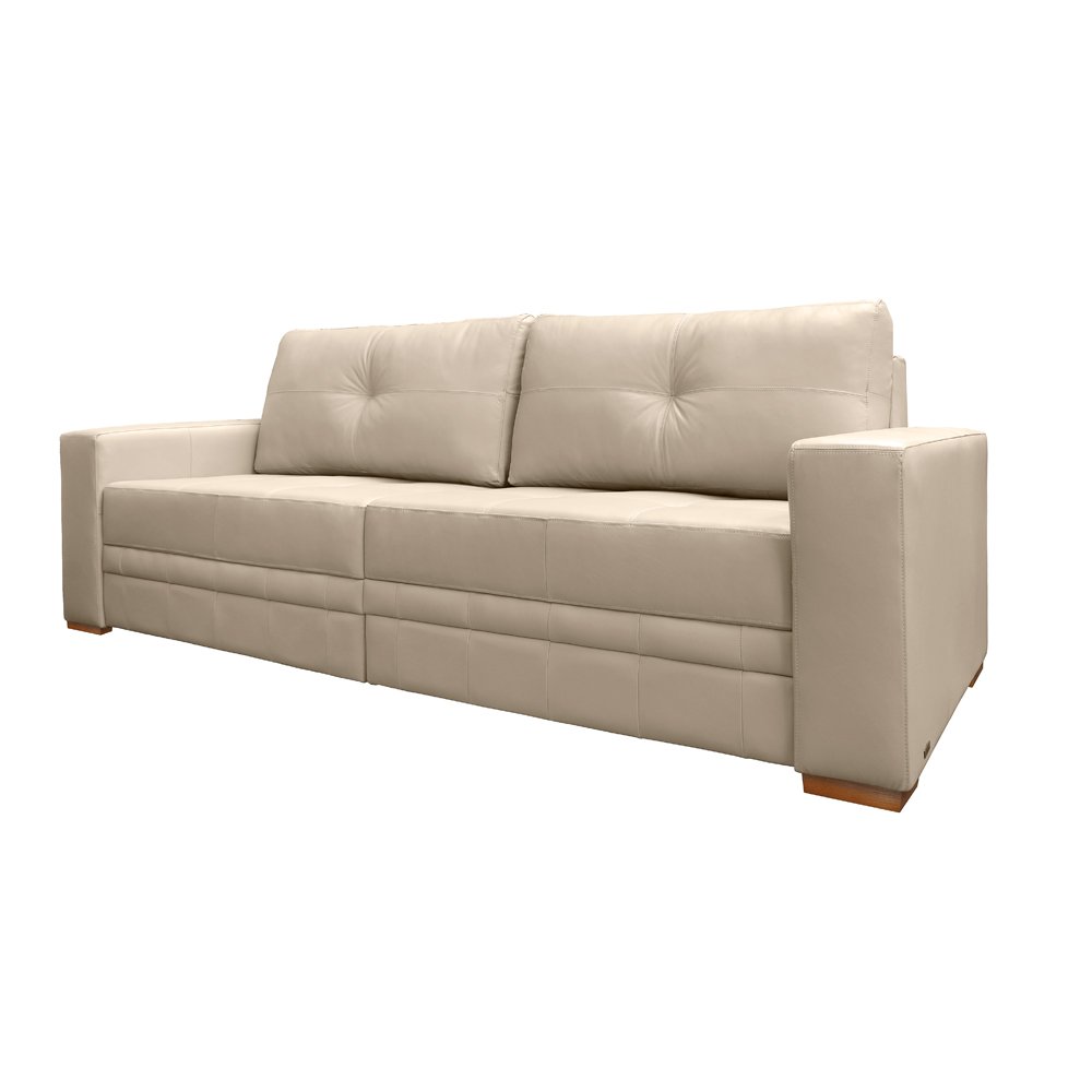 Sofá Decorativo Monblanc 02 Lugares Couro Bege Lm66 170 Cm Pés de Madeira-touro e Cia Monblanc Lm66