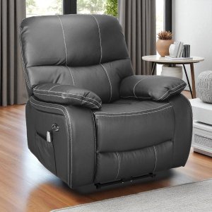 Poltrona do Papai Reclinável Elétrica e Massagem Corino Premium - Xr6097 - Preto