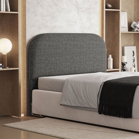 Cabeceira Cama Box Queen 160cm Orgânica Lanna W01 Linho Mescla Chumbo - Lyam Decor