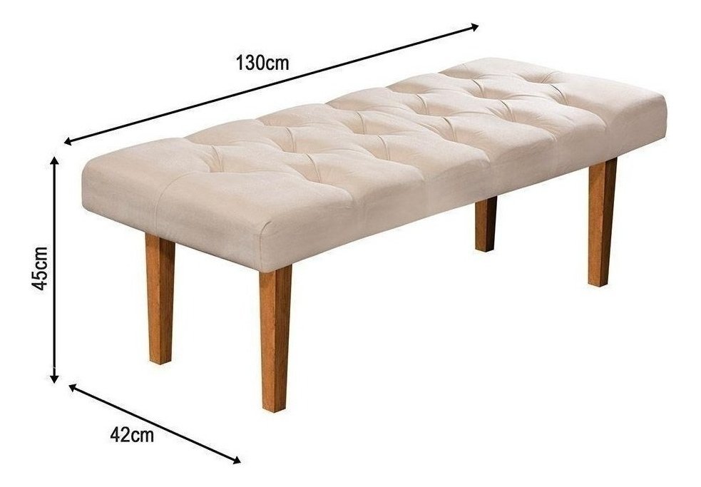 Recamier Quarto Sala Banco Paris 130cm Suede Pavia - Bege - 2