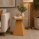 Ver imagem 1 de Mesa de Canto Auxiliar Quadrada 50 cm Base Pirâmide 100% MDF Dalla Costa Cor:Carvalho Rosé