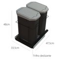 Ver imagem 2 de Lixeira Dupla Deslizante 15L Cozinha C Trilho em Aço Embutir