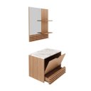 Ver imagem 3 de Conjunto Gabinete de Banheiro com Espelho Amêndoa Mármore Branco Tecno Mobili
