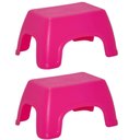 Ver imagem 1 de Kit 2 Banquinhos Infantis Decorados Plástico Rosa Tramontina Brinquedoteca Banco Multiuso