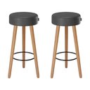Ver imagem 1 de Kit 2 Banquetas Media Paris 60cm Pé Madeira Bar Cozinha Espaco Gourmet Couro PU Preto