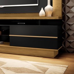 Estante Home Theater 2,10m Palazzo com Led Para TV 70 Cor Carvalho e Preto HB Móveis - 4