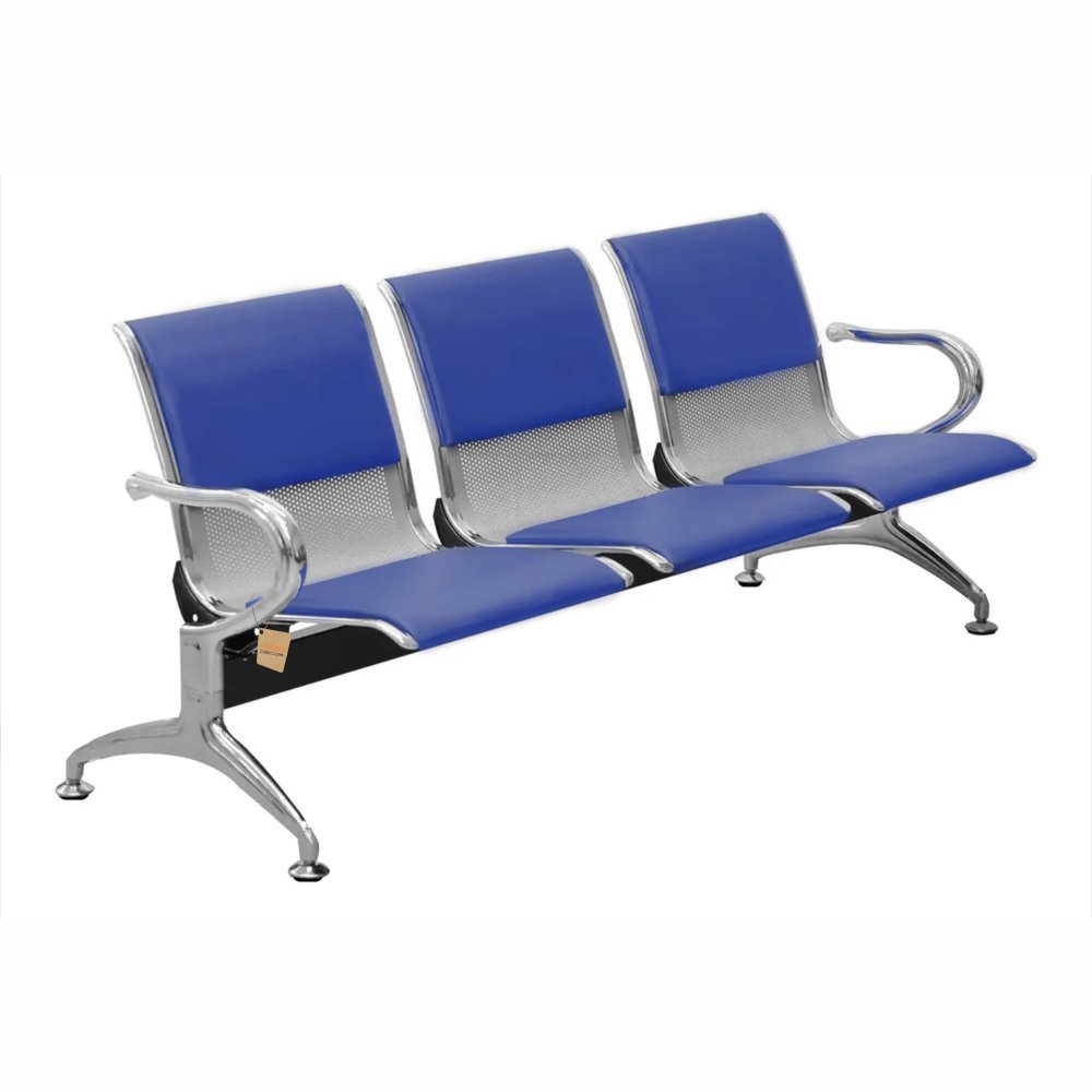 Cadeira Longarina 3 Lugares Com Estofado Colors: Azul