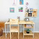 Ver imagem 2 de Mesa para Escritório com Prateleiras Style Industrial Natural e Branco