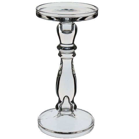 Castiçal Home&co Eco Crystal 27x13x13cm Transparente Porta Vela