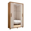 Ver imagem 1 de Guarda Roupa 136cm Solteiro 2 Portas Correr Com Espelho Suécia RV Móveis Cinamomo/Off White