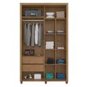 Ver imagem 3 de Guarda Roupa 136cm Solteiro 2 Portas Correr Com Espelho Suécia RV Móveis Cinamomo/Off White