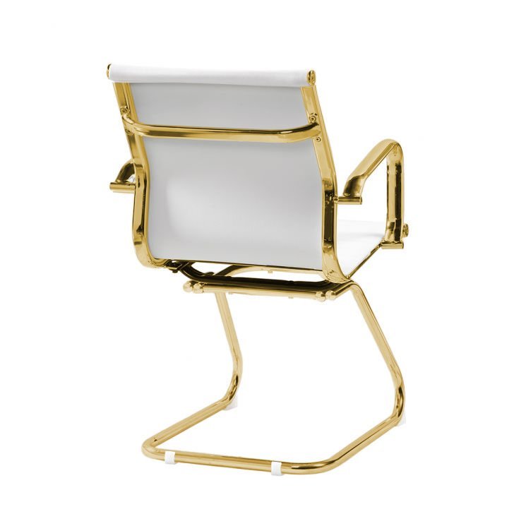 Cadeira de Escritório Eames Branca - Fixa | Dourado Brilho - 2