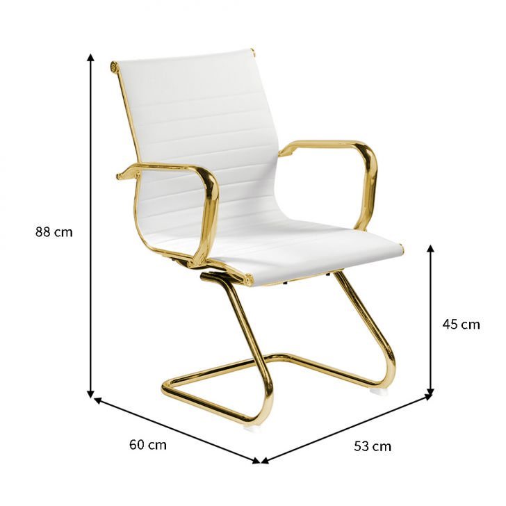 Cadeira de Escritório Eames Branca - Fixa | Dourado Brilho - 4
