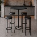 Ver imagem 1 de Conjunto Mesa Bistrô Alabama com 4 Banquetas Estofadas Kassel Cor Preto - Kmj