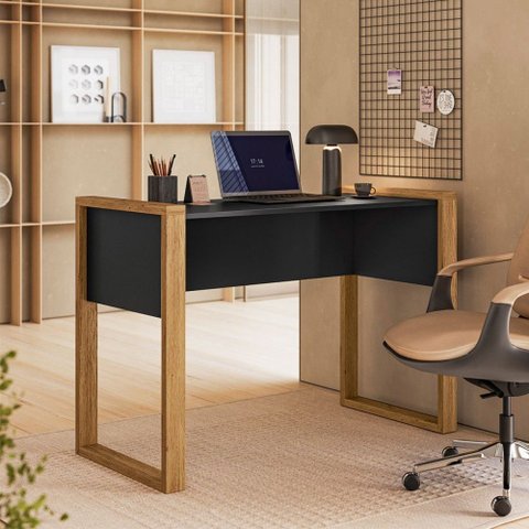 Mesa para Escritório Office Freijó/preto Fosco - Qmovi