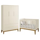 Ver imagem 1 de Jogo de Quarto Infantil Guarda Roupa 3 Portas e Berço Classic Areia Fosco com Pés Amadeirado -