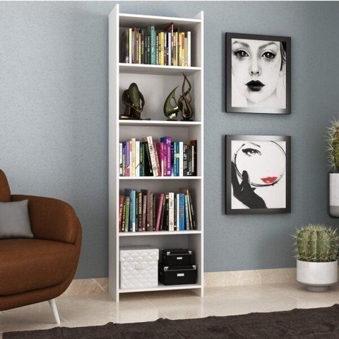 Estante de Livros 52CMX177CM 4 Prateleiras Espresso Móveis Branco