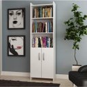 Ver imagem 1 de Estante de Livros 52CMX177CM Multiuso 2 Portas Espresso Móveis Branco