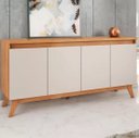 Ver imagem 1 de Balcão Buffet Flip 4 Portas 2 Prateleiras Mel/off White - Viero Móveis