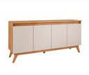 Ver imagem 2 de Balcão Buffet Flip 4 Portas 2 Prateleiras Mel/off White - Viero Móveis