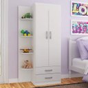 Ver imagem 1 de Guarda-Roupa Infantil 2 Portas 2 Gavetas com 4 Prateleiras Externas Espresso Móveis