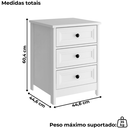 Ver imagem 3 de Mesa de Cabeceira 3 Gavetas 45 Cm Dm111 Branco Dtall