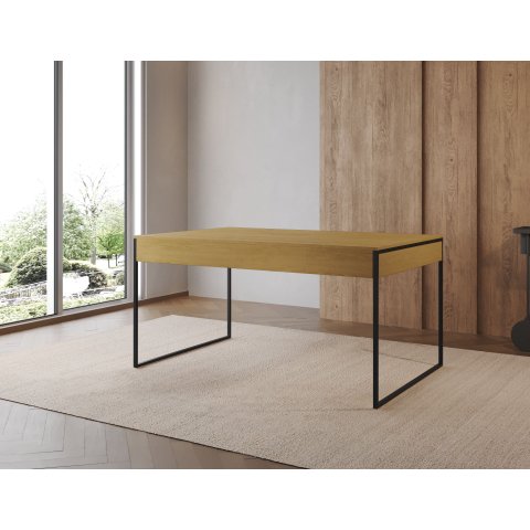 Mesa Industrial Filadélfia 137x90 Ferro Preto Tampo Canela